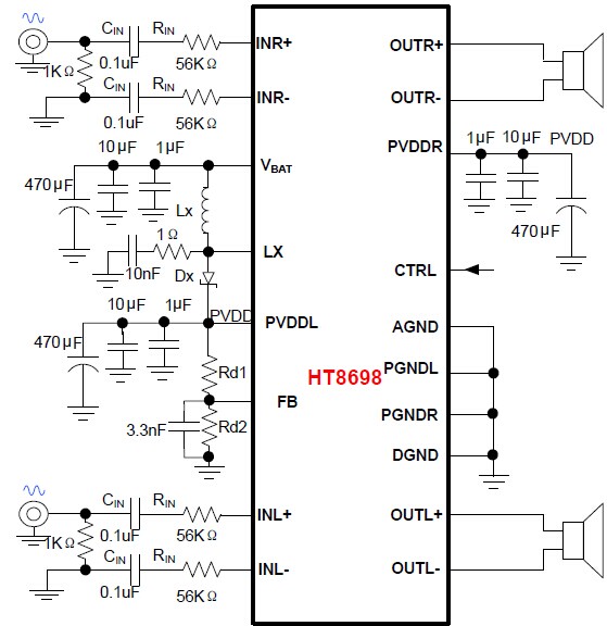 HT8698 BOOSTѹ/ܵ5W˫DƵʷŴص㼰Ӧõ·˵ - о΢Ƽwing - о΢Ƽwing