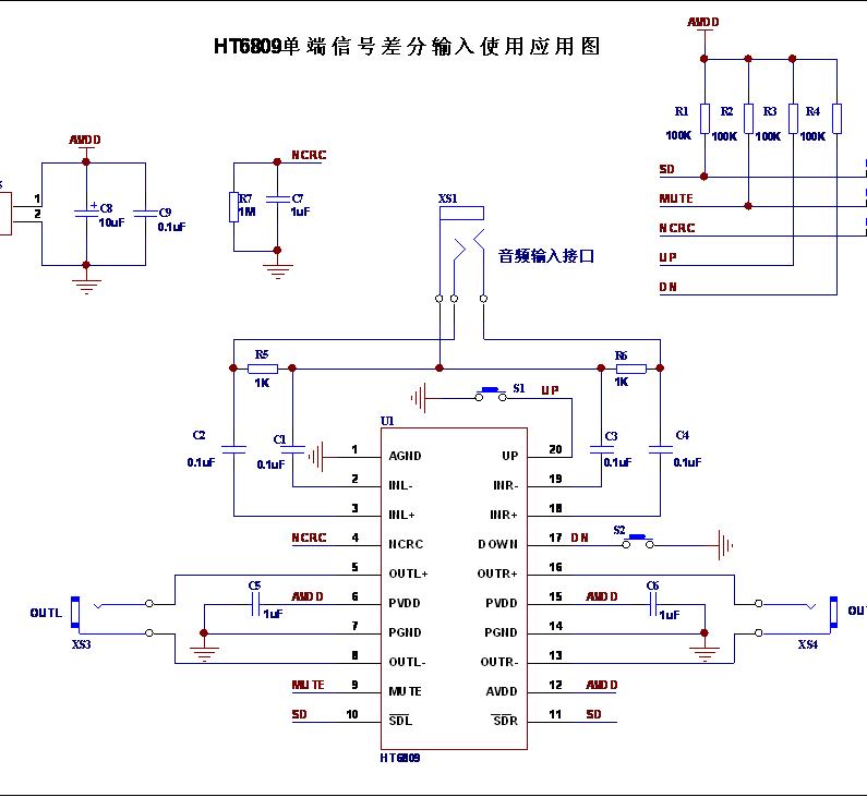 ht6809内置32级数字音量控制3w双声道d类音频设计原理