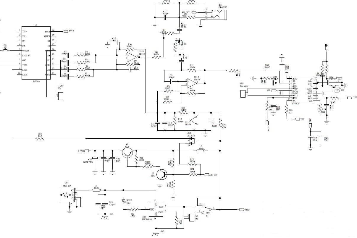 蓝牙小音箱原理图及其ic芯片性能说明