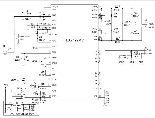 TDA7492MV是50W单声道BTL D类音频放大器,主要用在家庭影院和有源扬声器. TDA7492MV单电源10-26V工作,效率高达90%,增益设定为21.6 dB, 37.6 dB, 31.1 dB和33.6 dB。采用PowerSSO-36封装。 TDA7492MV主要特性: